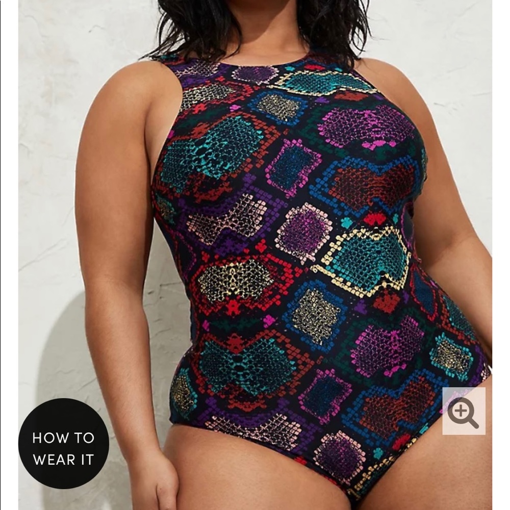 NWT TORRID SNAKESKIN PRINT HIGH NECK SWIMSUIT